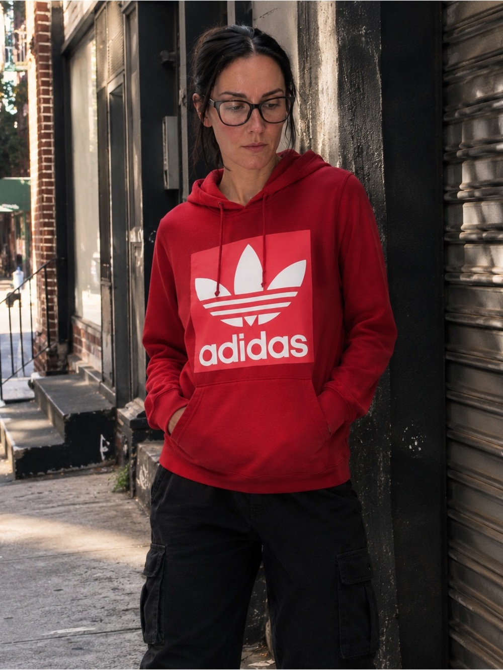 Adidas Originals Red Trefoil Foil Logo Hoodie | Women’s Small | Streetwear